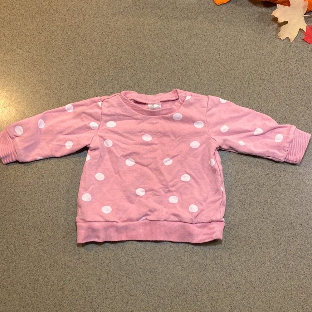 H&M Sweatset Pink and white polka dot 6 month